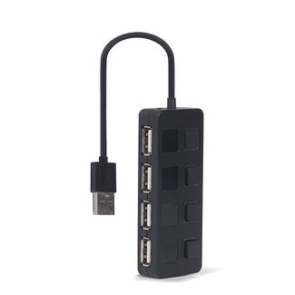 Gembird USB 2.0 4-poorts hub met schakelaars, zwart