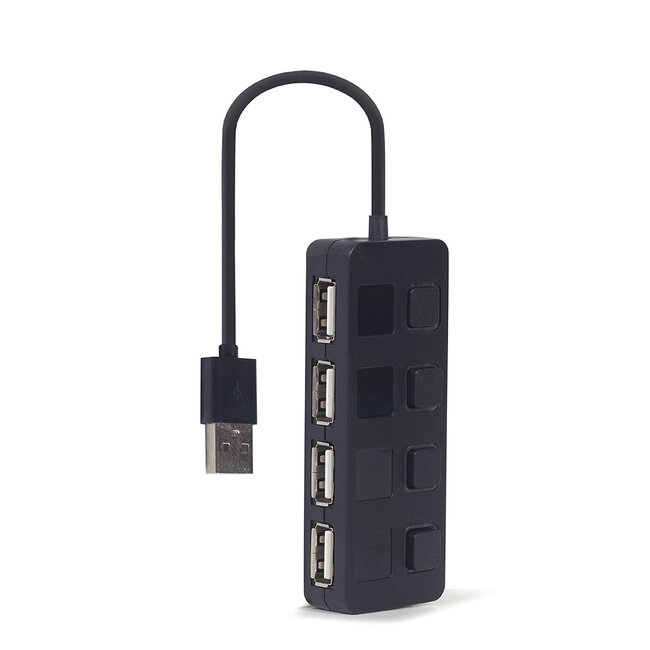 USB 2.0 4-poorts hub met schakelaars, zwart