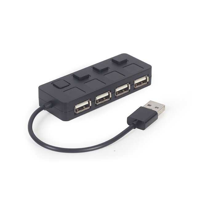 USB 2.0 4-poorts hub met schakelaars, zwart