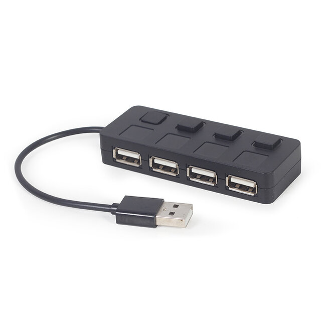 USB 2.0 4-poorts hub met schakelaars, zwart