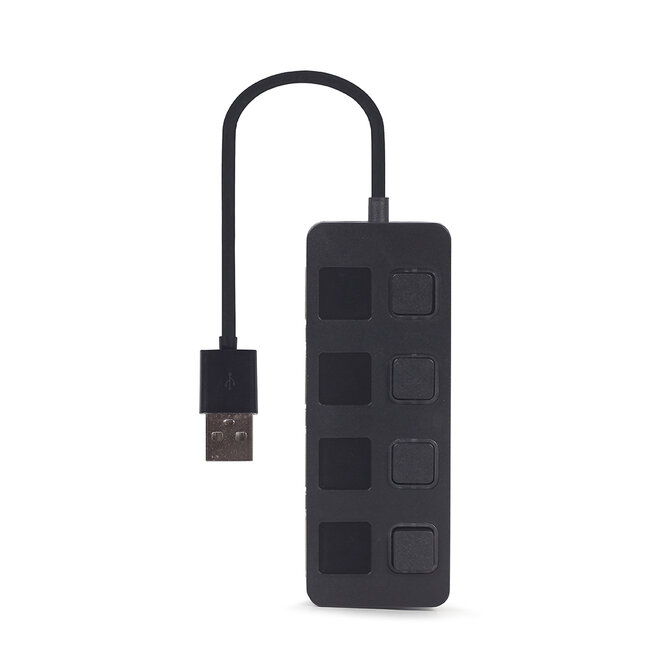 USB 2.0 4-poorts hub met schakelaars, zwart
