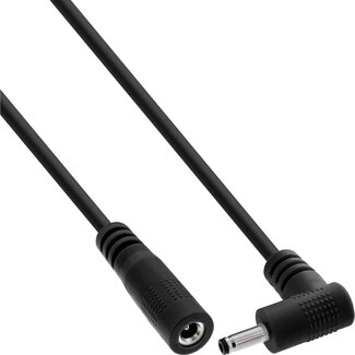 InLine InLine® DC-verlengkabel, haakse stekker, 3,5 x 1,35 mm, zwart, 3 m