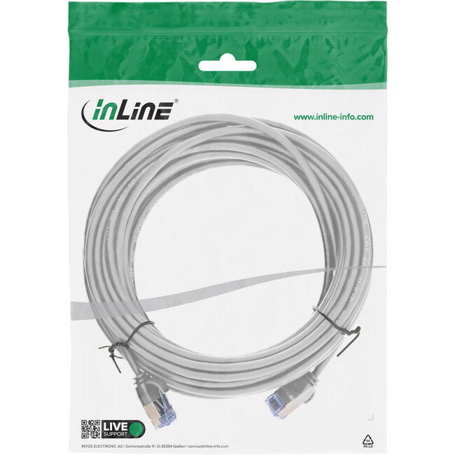 InLine® Patchkabel slim, U/FTP PiMf, Cat.6A, grijs, 5 m