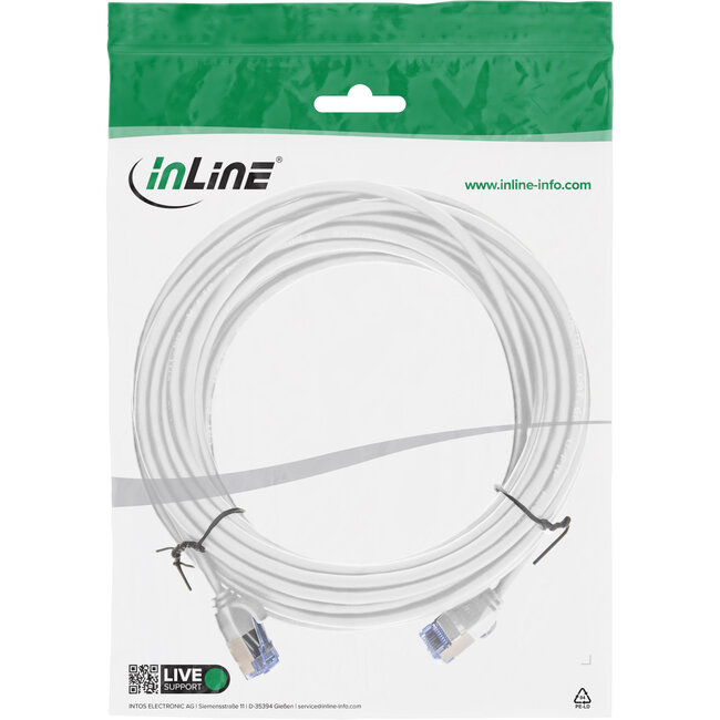 InLine® Patchkabel slim, U/FTP PiMf, Cat.6A, wit, 7,5 m