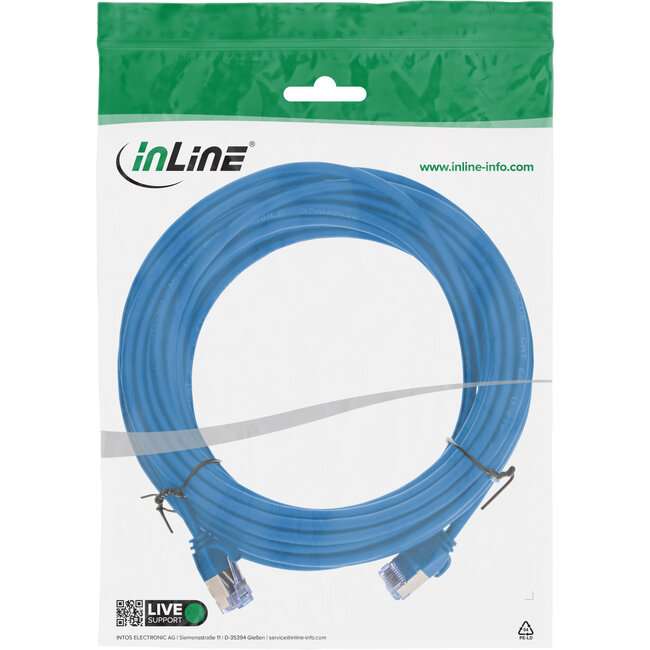InLine® Patchkabel slim, U/FTP PiMf, Cat.6A, blauw, 10 m