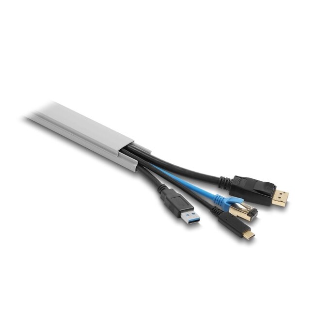 Delock Cable Duct self-adhesive with sliding cover 24 x 14 mm incl. connector - length 1 m pack of 2 pcs grey