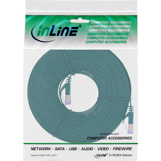 InLine® Patchkabel plat, U/FTP, Cat.6A, groen, 5m