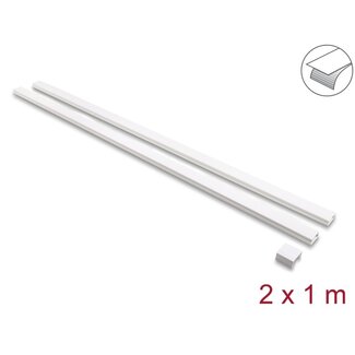 DeLOCK Delock Cable Duct self-adhesive with sliding cover 30 x 14 mm incl. connector - length 1 m pack of 2 pcs white