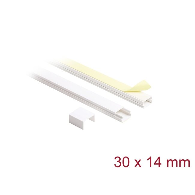 Delock Cable Duct self-adhesive with sliding cover 24 x 14 mm incl. connector - length 1 m pack of 2 pcs white