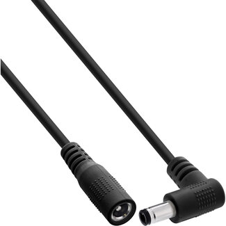 InLine InLine® DC-verlengkabel, haakse stekker, 5,5 x 2,1 mm, zwart, 2 m