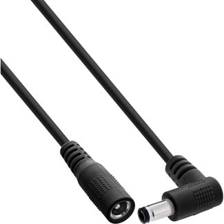 InLine InLine® DC-verlengkabel, haakse stekker, 5,5 x 2,1 mm, zwart, 1 m