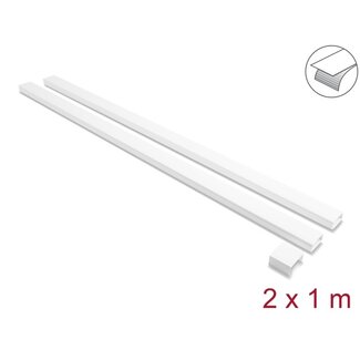 DeLOCK Delock Cable Duct self-adhesive with sliding cover 40 x 19 mm incl. connector - length 1 m pack of 2 pcs white