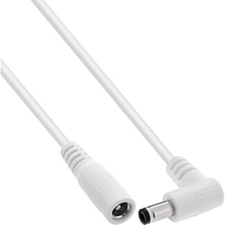 InLine InLine® DC-verlengkabel, haakse stekker, 5,5 x 2,1 mm, wit, 0,2 m
