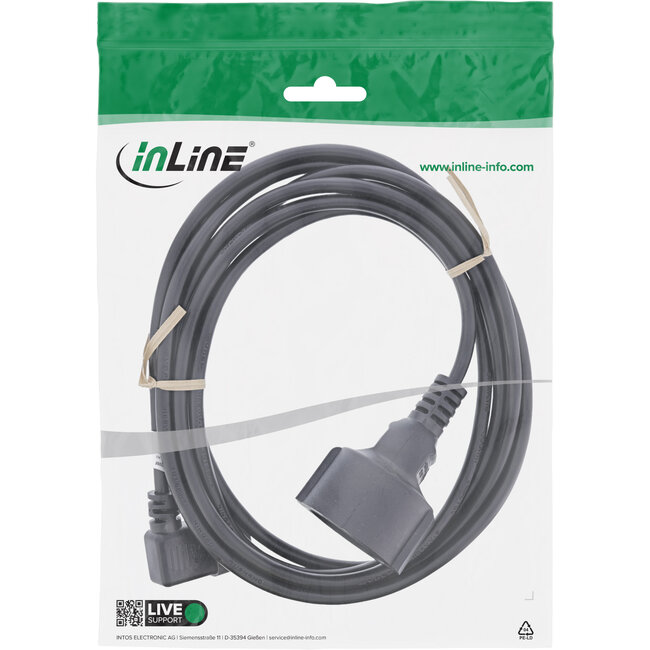 InLine® Netadapterkabel, IEC C14 Schroefdraad Naar Geaard Stopcontact, 2m