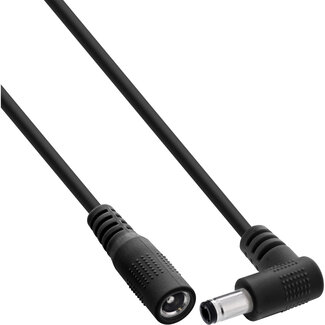 InLine InLine® DC-verlengkabel, haakse stekker, 5,5 x 2,5 mm, zwart, 0,5 m