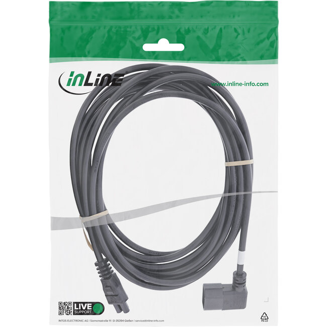 InLine® Voedingskabel, IEC C14 Haaks Naar IEC C5, Zwart, 3m