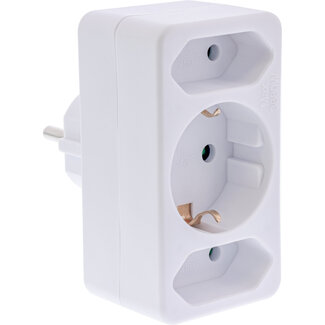 InLine InLine® wandcontactdoosadapter, randaardestekker naar 2x Euro + 1x SK, wit