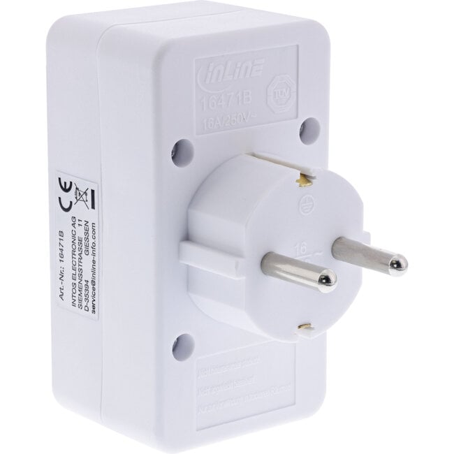 InLine® wandcontactdoosadapter, randaardestekker naar 2x Euro + 1x SK, wit