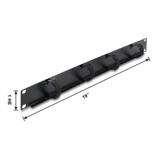 DeLOCK Delock 19″ 1U Cable Management Panel with 4 x hook-and-loop cable ties black