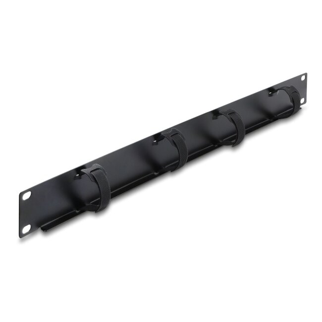 Delock 19″ 1U Cable Management Panel with 4 x hook-and-loop cable ties black