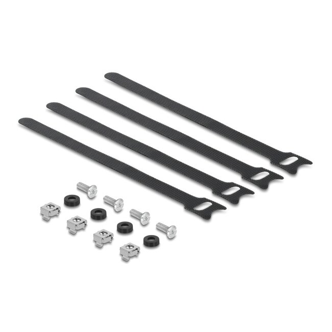 Delock 19″ 1U Cable Management Panel with 4 x hook-and-loop cable ties black