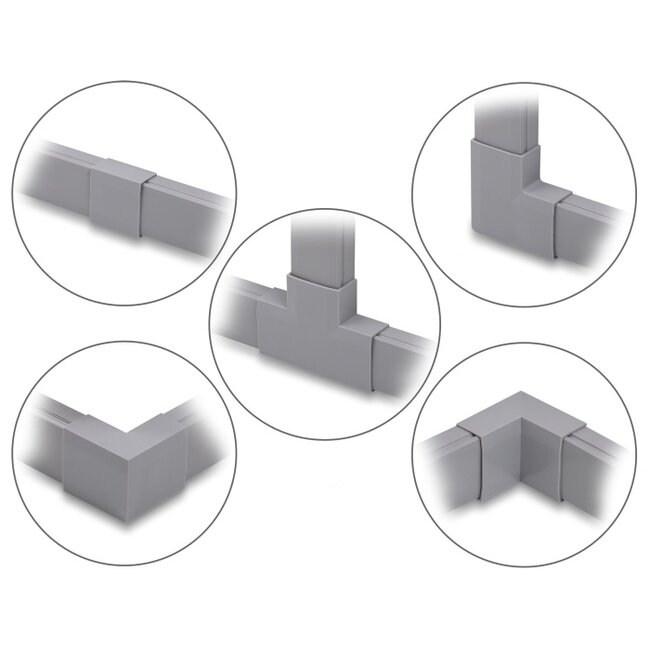Delock Connector for 40 x 19 mm cable duct, set 5 pcs grey