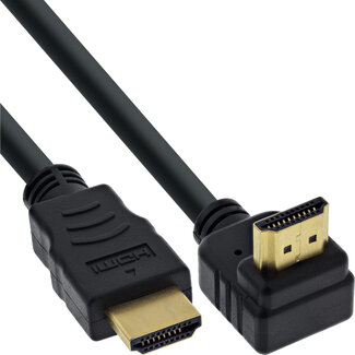InLine InLine® HDMI High Speed-kabel met Ethernet, haaks, zwart, 1,5m