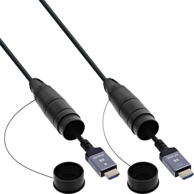 InLine HDMI active optical cable (AOC) op haspel | gepantserd | HDMI2.1 (8K 60Hz + HDR) | 90 meter