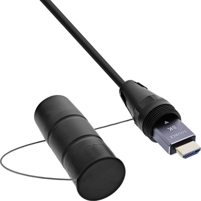 InLine HDMI active optical cable (AOC) op haspel | gepantserd | HDMI2.1 (8K 60Hz + HDR) | 90 meter