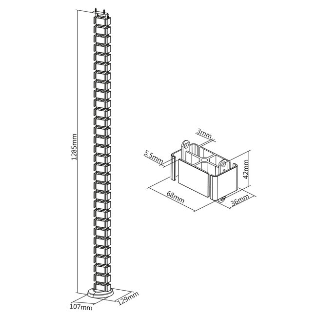 InLine® kabelkanaal, flexibel, 4 compartimenten, hoogte verstelbare, 1,28m