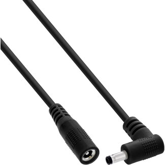 InLine InLine® DC-verlengkabel, haakse stekker, 4,0 x 1,7 mm, zwart, 0,2 m