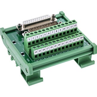 InLine InLine® D-Sub 25 aansluitblok, stekker/bus, schroefaansluiting, voor opzetrail
