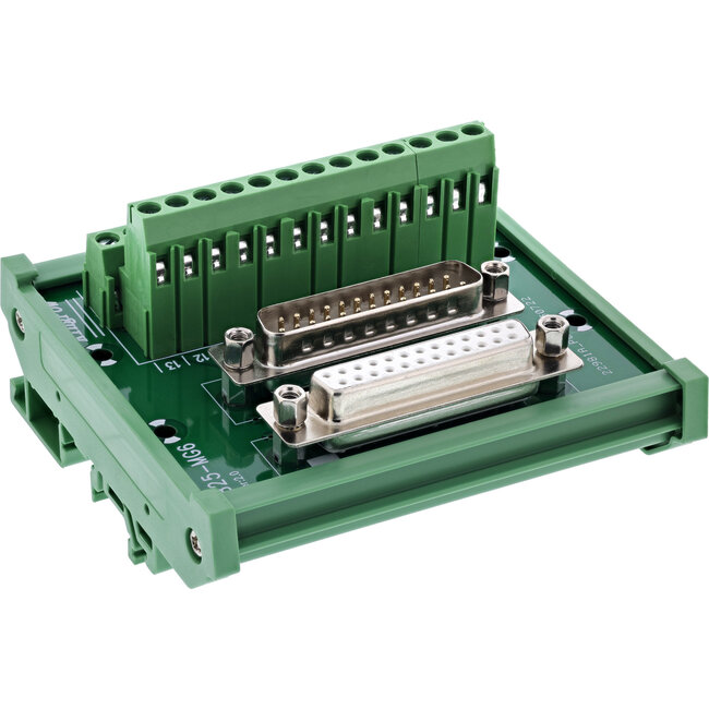 InLine® D-Sub 25 aansluitblok, stekker/bus, schroefaansluiting, voor opzetrail