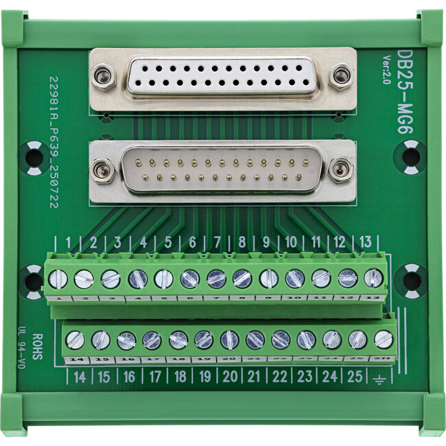 InLine® D-Sub 25 aansluitblok, stekker/bus, schroefaansluiting, voor opzetrail