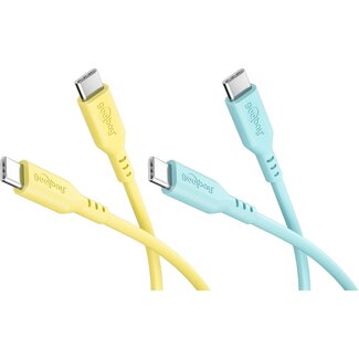Goobay Goobay Tropic Glow Set: 2 USB-C Silicone Cables, 1.5 m, yellow;turquoise
