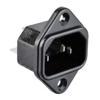 MPE-Garry C14 stroomstekker | inbouw | verticaal | 6,3 mm vlakstekker | zwart