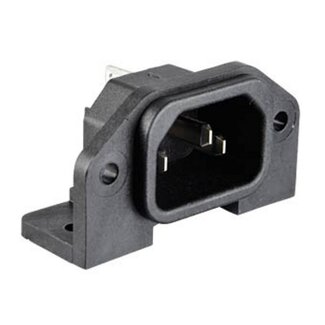 MPE-Garry C14 stroomstekker | inbouw | printmontage (PCB) | soldeeraansluiting | zwart