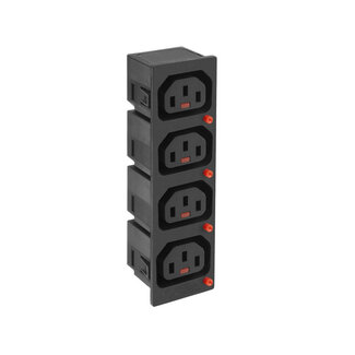 ACT 4x IEC Lock C13 stroomstekker | snap-in | 6,3 mm vlakstekker | zwart