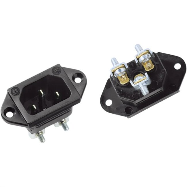 Bachmann C14 stroomstekker | inbouw | schroefaansluiting | zwart