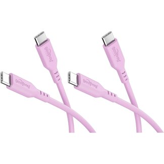 Goobay Goobay Set of 2 USB-C silicone cables, 1.5 m, pink