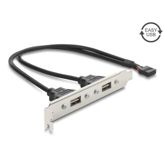 DeLOCK Delock USB 2.0 Slot Bracket with 2 x EASY USB Type-A Port