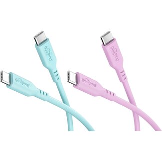 Goobay Goobay Coral Crush Set: 2 USB-C Silicone Cables, 1.5 m, turquoise;pink