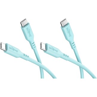 Goobay Goobay Set of 2 USB-C silicone cables, 1.5 m, turquoise