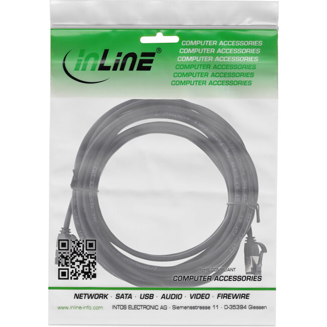 InLine® Patchkabel slim, U/FTP, Cat.8.1, TPE halogeenvrij, zwart, 3m