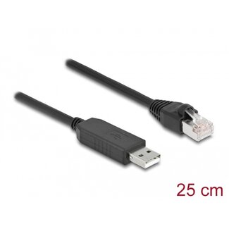 DeLOCK Delock Serial Connection Cable with FTDI chipset, USB 2.0 Type-A male to RS-232 RJ45 male 25 cm black