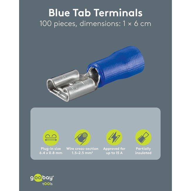 Goobay Tools Female Tab Terminal, blue
