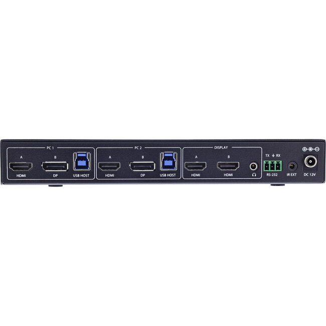 InLine® KVM-switch, 2-weg, HDMI & DP, dubbele monitor, 4K60Hz, USB-hub, zwart