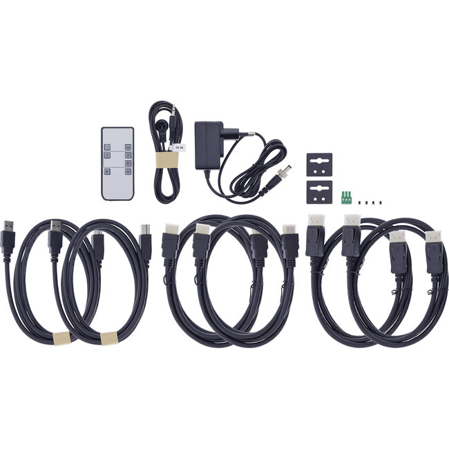 InLine® KVM-switch, 2-weg, HDMI & DP, dubbele monitor, 4K60Hz, USB-hub, zwart