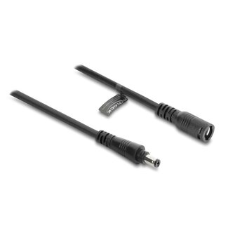 DeLOCK DC verlengkabel met bajonetsluiting | 5,5 x 2,5mm | max. 140W | AWG18 | zwart | 1 meter