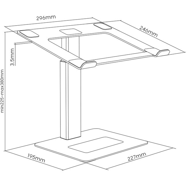 My Wall notebookstandaard | verstelbare hoogte | aluminium